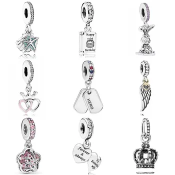 

Original Starfish & Shell Peach Blossom Love In Full Bloom Pendant Crystal Bead Fit Bracelet 925 Sterling Silver Charm Jewelry