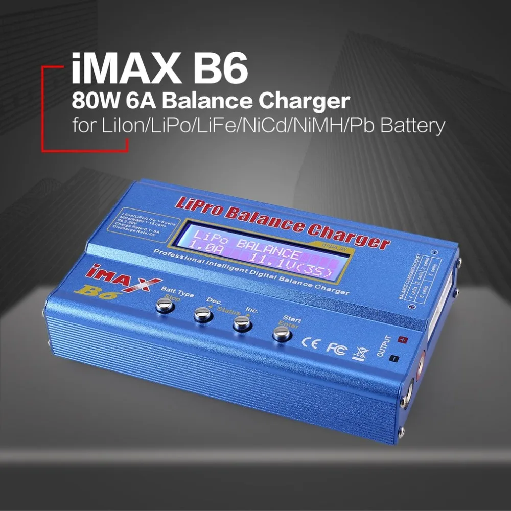 IMAX B6 80W 6A Lipo NiMh Li-Ion Ni-Cd RC зарядное устройство 10W 2A Dis зарядное устройство с 15 V/6A AC/DC адаптер для батарея радиоуправляемой модели