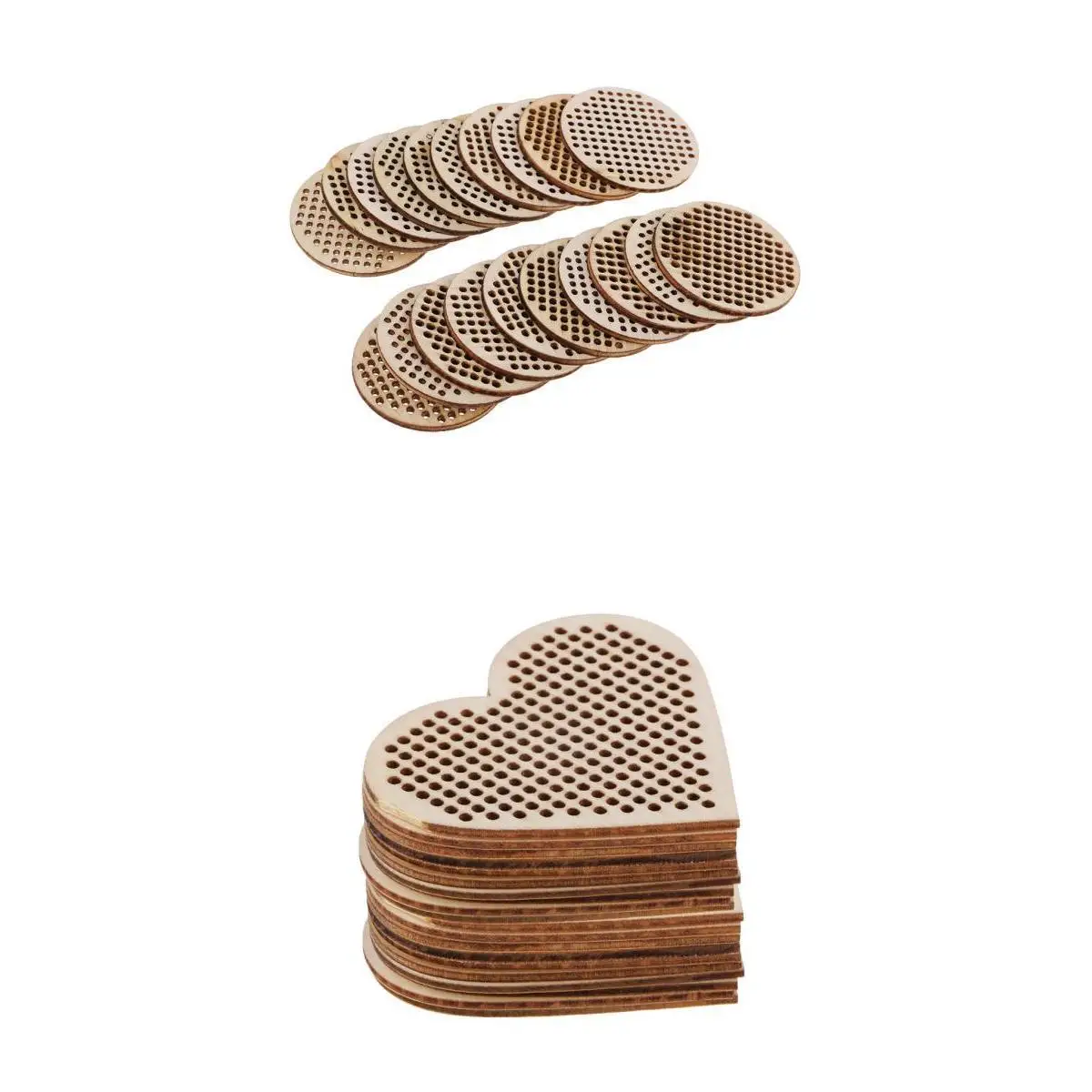 40 PCS Wood Shapes Blank Pendant Charms For Counted Cross Stitch Kit Multi-hole Fashion Jewelry
