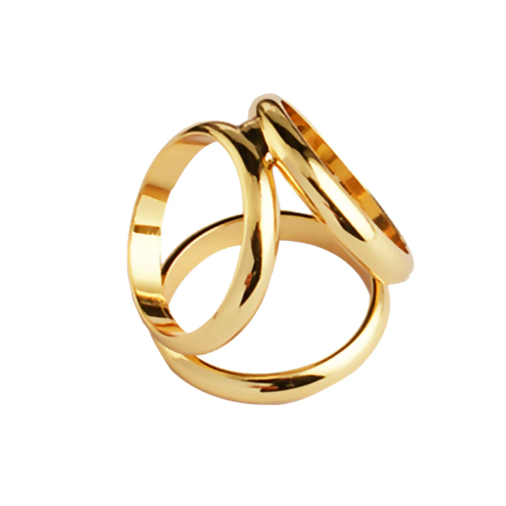 Tricyclic Round Gold Tone Scarf Ring Silk Scarf Clip Three Rings Buckle Lady Girls Fashion Jewelry