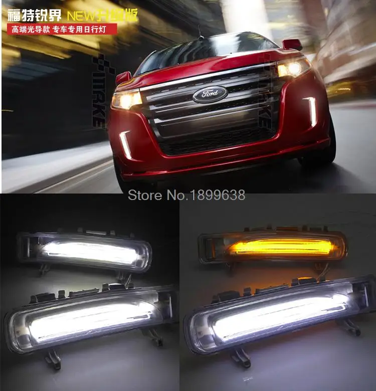 Ultra bright and Waterproof 12V Car DRL Daytime running lights With yellow turn Signal For Ford Edge 2011 2012