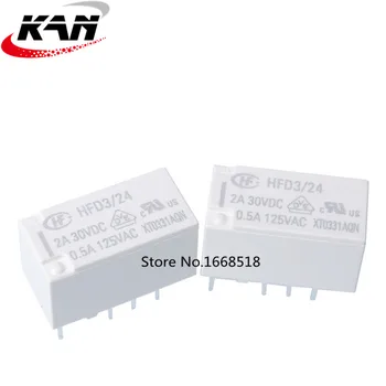 

10PCS/lot Ultra small signal relay HFD3-V/5 HFD3-V/12 HFD3-V/24 5V 12V 24V 0.5A 8PIN Two sets of conversion