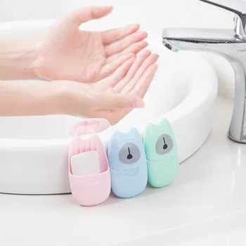 

50PCS Disposable Mini Travel Soap Paper Washing Hand Bath Cleaning Portable Boxed Foaming Soap Paper Scented Sheets