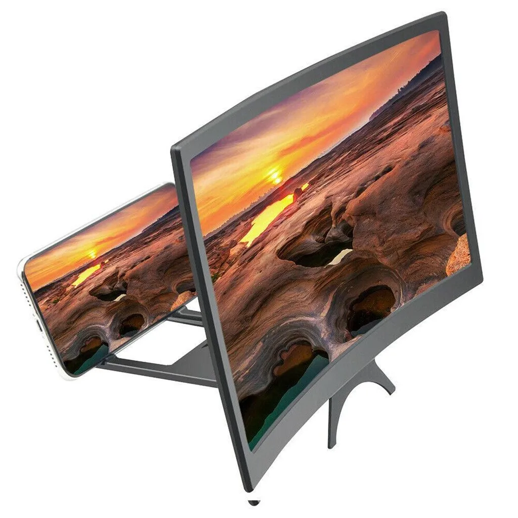 

12inch 3D Video Movie Phone Screen Amplifier Toy Video Curved Screen HD Magnifier Stand Holder Screen For Phone #12.6