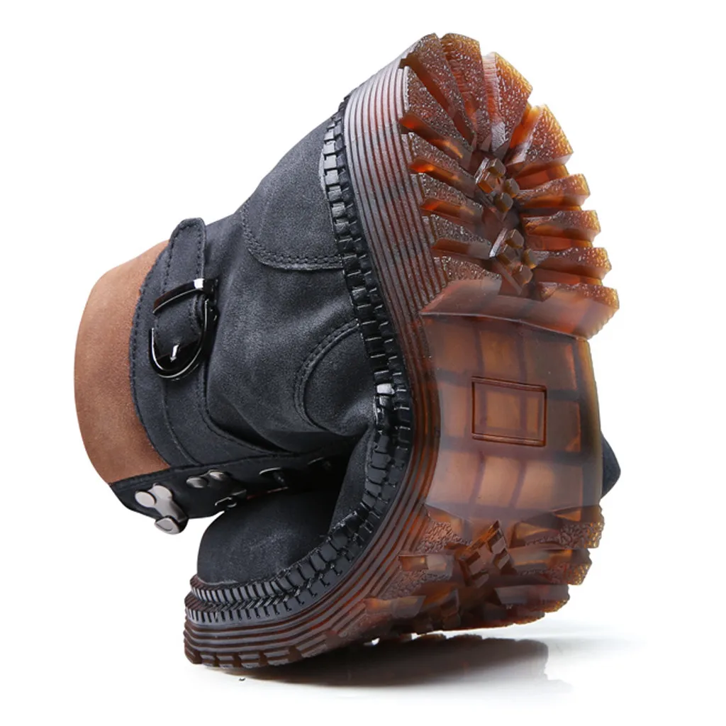 Мужские зимние Утепленные бархатные повседневные ботинки из флока на низком каблуке со шнуровкой мужские зимние ботинки для пеших
