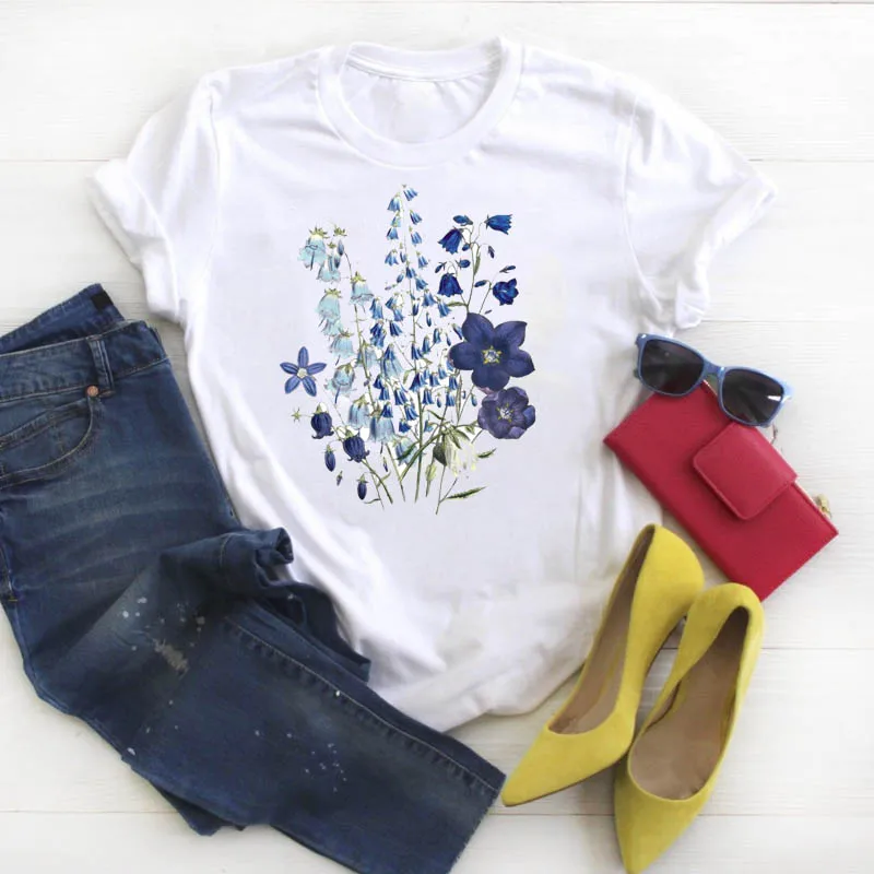 Women's T-Shirts Harajuku Shirt Flowers Graphic T Women 2020 Summer Clothes Woman Tshirts Oversized Tops Female T-shirt | Женская
