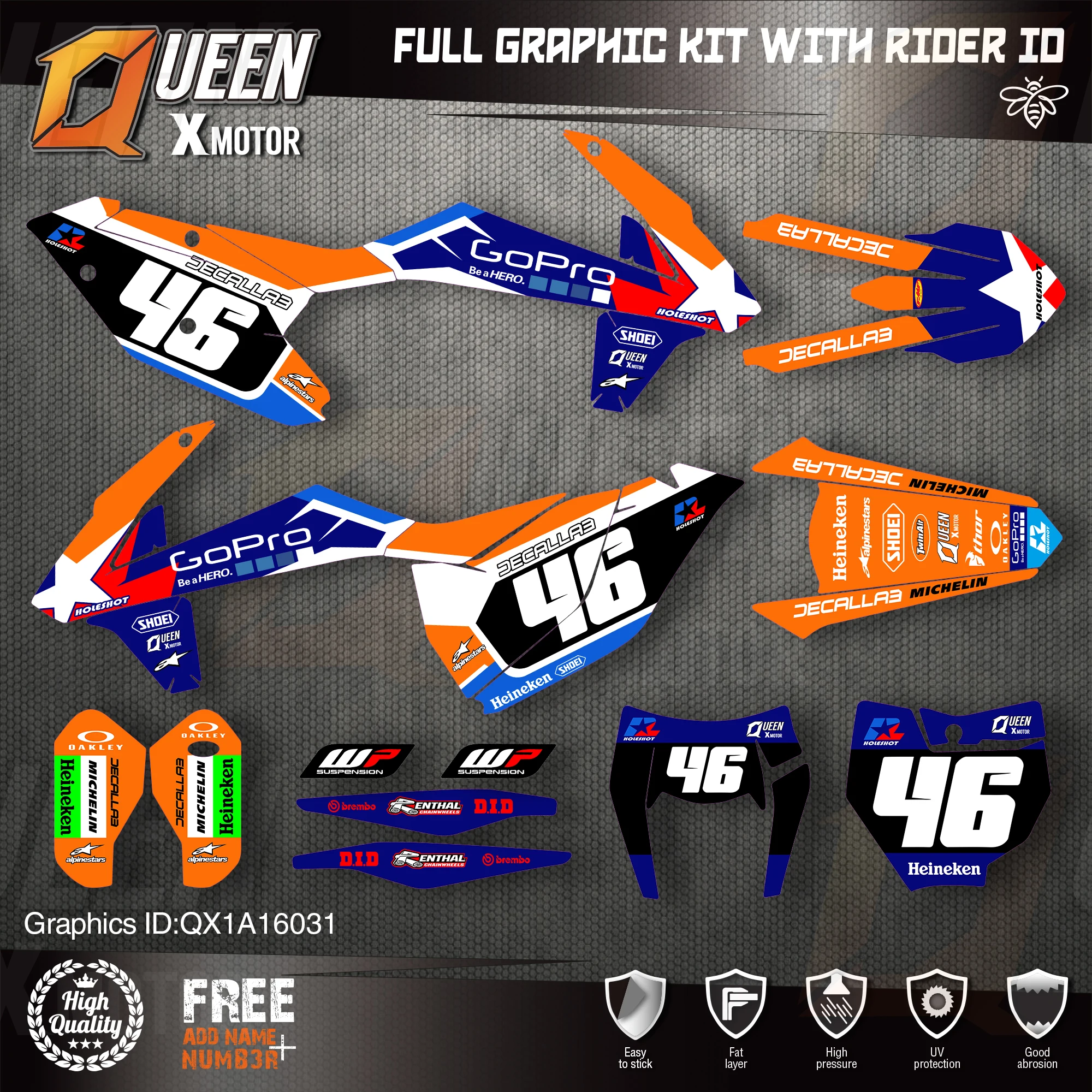 QUEEN X MOTOR Custom Team графические наклейки Набор наклеек для KTM 2016 2017 2018 SX SXF 2019 EXC Φ 031 |