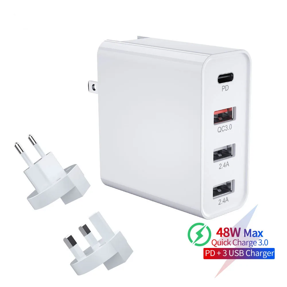 48 Вт Мульти Usb PD зарядное устройство быстрое зарядное устройство 3,0 портативное ЕС вилка Usbc для 8 Xiaomi Mi 9 Pro samsung Galaxy Note 10 Plus