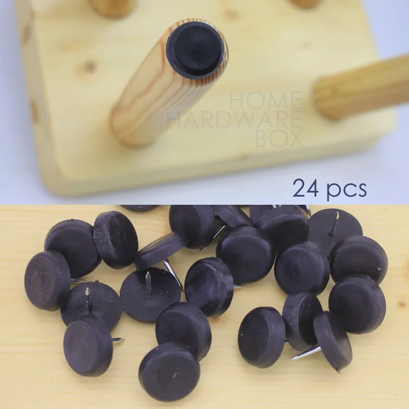 24 pcs black 3/4" plastic chair glide nail on furniture feet bottom