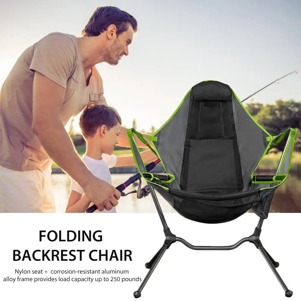 Foldable Outdoor Chair Garden Swing Chair Beach Moon Chair With Pillow For Camping Fishing Ultralight Portable Chair 2