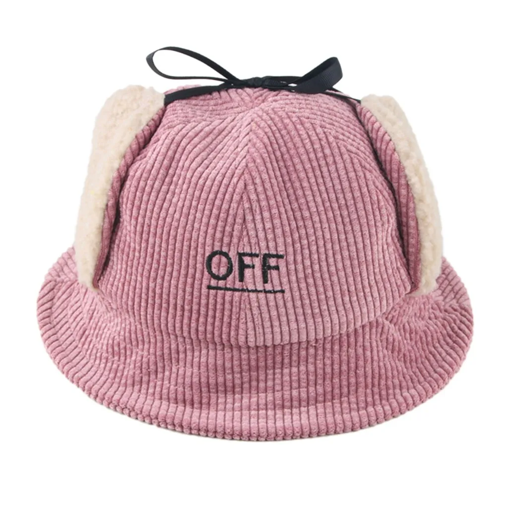 Зимняя Вельветовая шапочка для маленьких мальчиков и девочек, флисовая шапка с принтом в виде букв, теплая шапка - Цвет: Pink