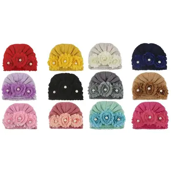

6pcs/set Baby Children Knitted Hat Winter Cute Cap Girls Boys Casual Sun Flower Beanies