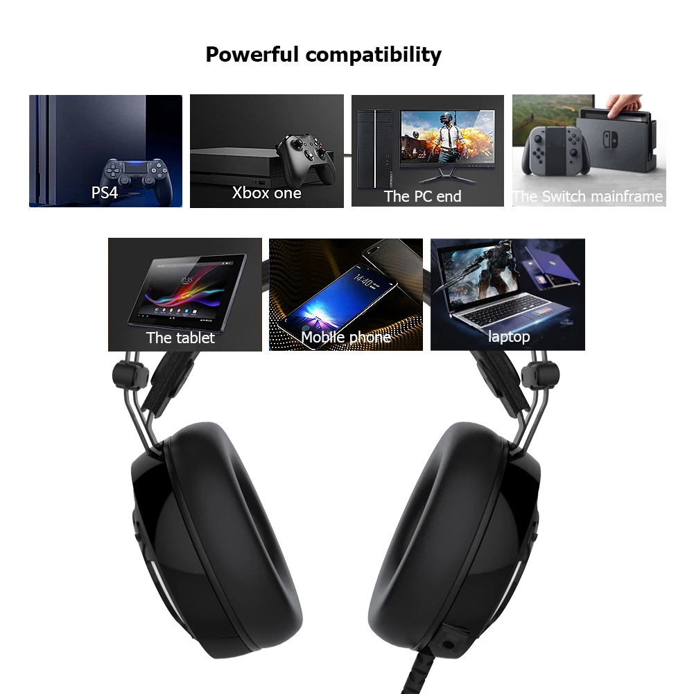 Ipega Gaming Headset RGB Earphones Stereo Surround Sound Wired Headphone for PS4 Xbox One N Switch PC Tablet with Microphone Mic