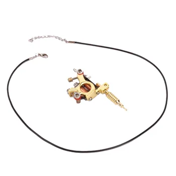 

GS100 Fashion Mini Gun Tattoo Machine cool Pendant Toy with Chain Golden Hot Selling New Quality