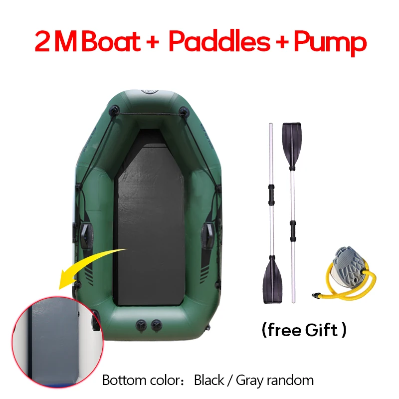 2.0M Green boat 1-5 человек надувная рыбацкая лодка 0,99 мм ПВХ гребной износостойкий воздушный каяк с веслами и воздушным насосом для Спорт на открытом воздухе, рыбалка - Цвет: 2.0M Green boat