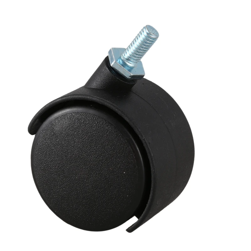 

New 6mm Threaded Stem 40mm Dual Wheel Rotatable Caster Black