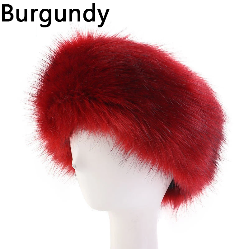 Bandanas Winter Fur Warm Headband Fox Fur Hat Faux Fur Head Warmer Women's Ear Warmer Earmuff Turban Hair Band Hair Accessories mad bomber leather rabbit fur hat