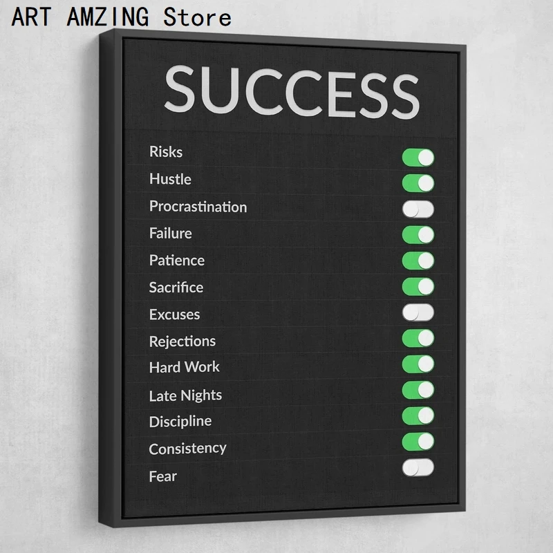 Success Inspirational Quotes Canvas Painting Motivational Letter Wall Art Posters and Prints Picture for Bedroom Office Decor | Дом и сад