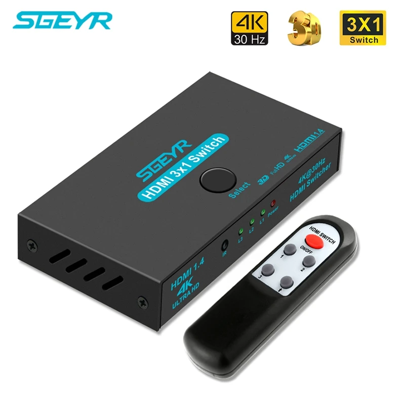 STEYR 4k HDMI коммутатор 1,4 3 порта концентратор коробка переключатель 3 в 1 выход коммутатор адаптер с пультом дистанционного управления для HD ТВ XBOX360 ТВ PS3 проектор
