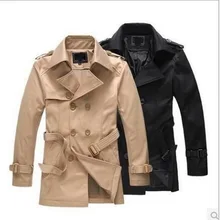 Мужской деловой Тренч с отворотом, мужской Тренч, брендовый Повседневный узкий длинный плащ, пальто для мужчин s, Осень-зима, двубортные мужские пальто