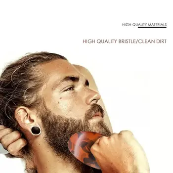 

Wooden Handle Makeup Beard Mustache Brush for Men Wild Boar Bristle Hand Combs