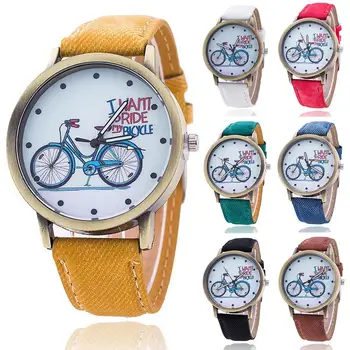 

Women clock Casual Bike Pattern Round Dial Fabric Strap Quartz Analog Wrist Watch orologio donna Ladies Dress Watches Gift Luxur