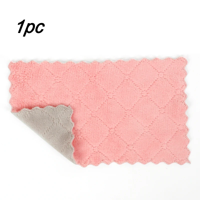 pink gray 2 шт. сверхвпитывающая микрофибра кухонная салфетка для мытья посуды антипригарное масло посуда протрите кухонные Чистящие Инструменты гаджеты для дома - Цвет: pink gray