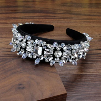 

handmade bling full clear crystal and beads wedding headband diamante hairband women rhinestone hair accessories