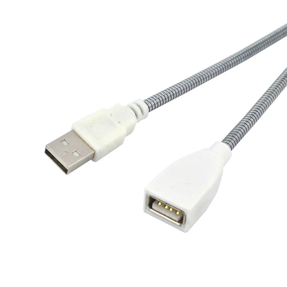 USB Male to Female Extension Cable LED Light Fan Adapter Cable Flexible Metal Hose Power Supply 2 Copper Core usb aux adapter