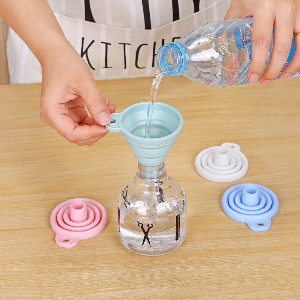 Creative household liquid dispensing funnel Home Mini folding telescopic long neck funnel Kitchen Tools