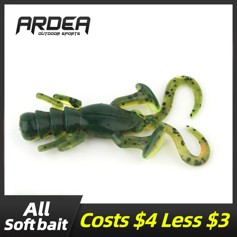 

ARDEA 10pcs Double Tail Worm lure 55mm 1.9g Artificial Souple Soft Lure plastic Silica bait Fishing lure Shrimp type soft bait