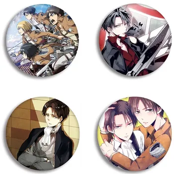 

Anime Attack on Titan Cosplay Badge Cartoon Figure Eren Levi Brooch Pins bags Badges for Backpacks Button Clothes