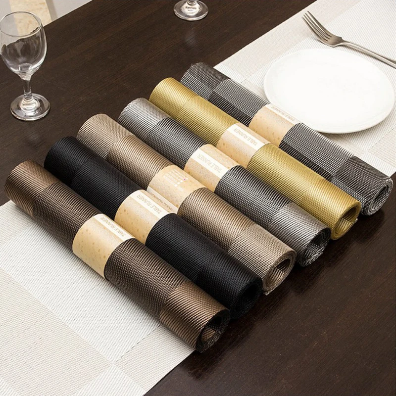 Placemat 30*180CM pvc Western food mat single frame fabric placemat Hotel Family No-clean placemat anti-skid insulation pad
