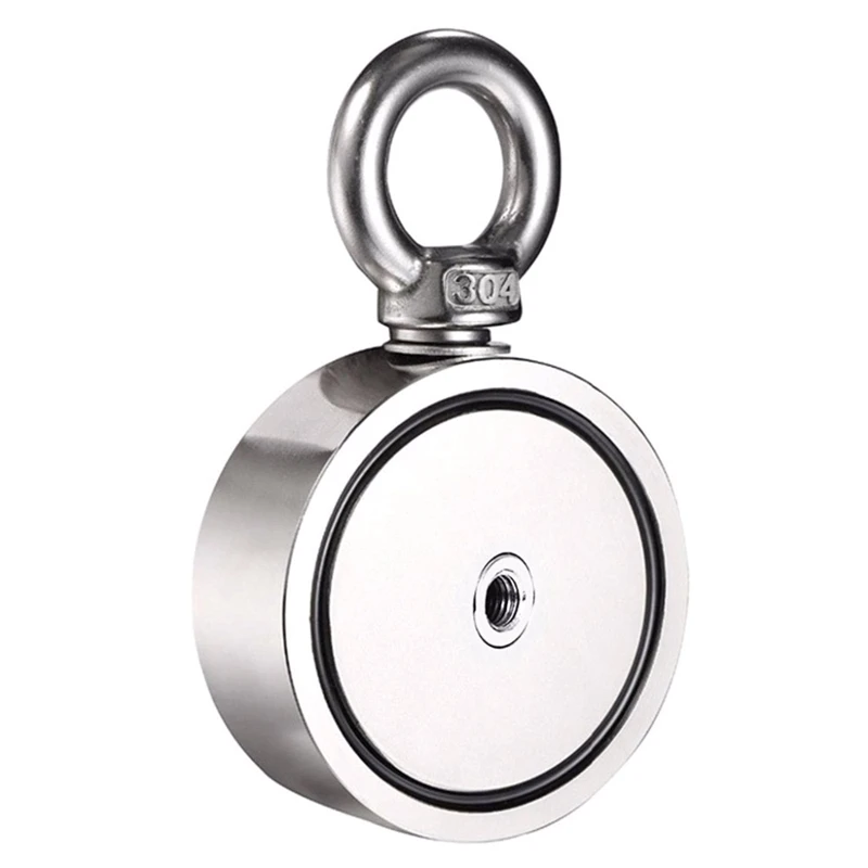 

New 80-100Kg Strong Powerful Round Double Side Neodymium Metal Magnet Detector Fishing Kit with Ring-48Mm