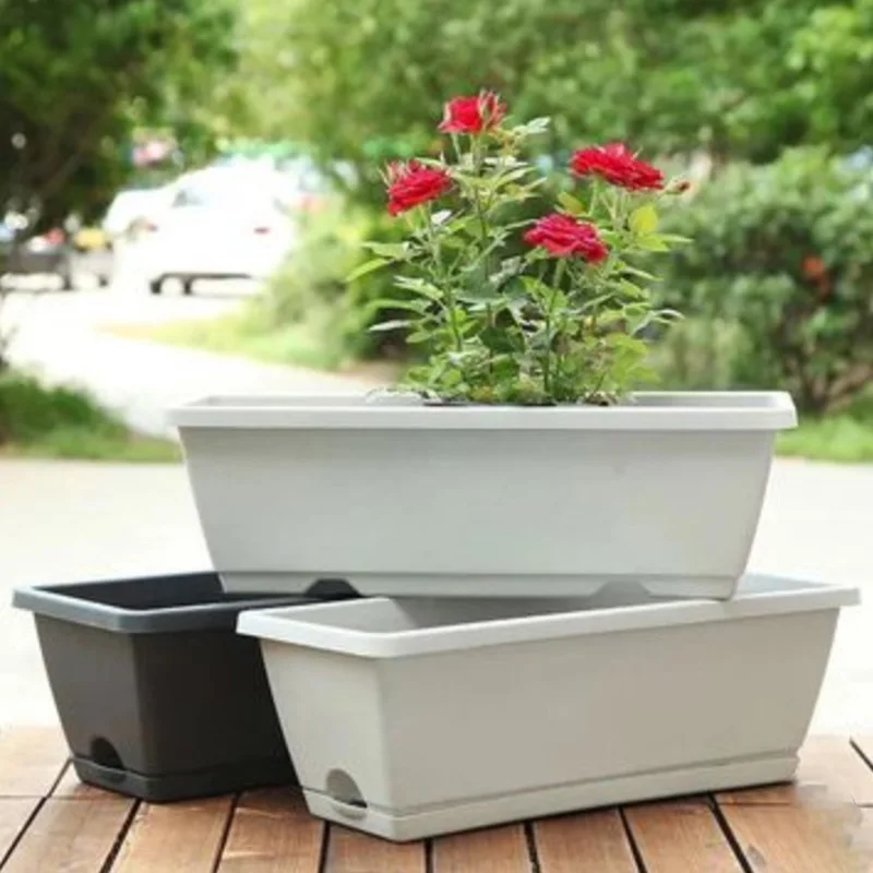 Square Flower Pot Plant Vegetable Nursery Pots Planter Yard Home Garden Decoration Tools with Tray Large Capacity 2/5 pcs | Дом и сад