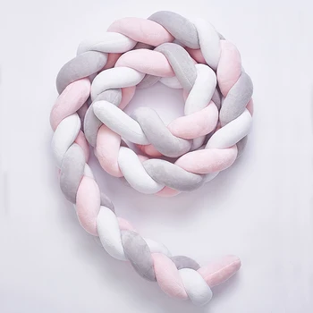 

2M Baby Bed Bumper Knot Handmade Long Knotted Braid Weaving Plush Baby Crib Protector Infant Knot Pillow Room Decor