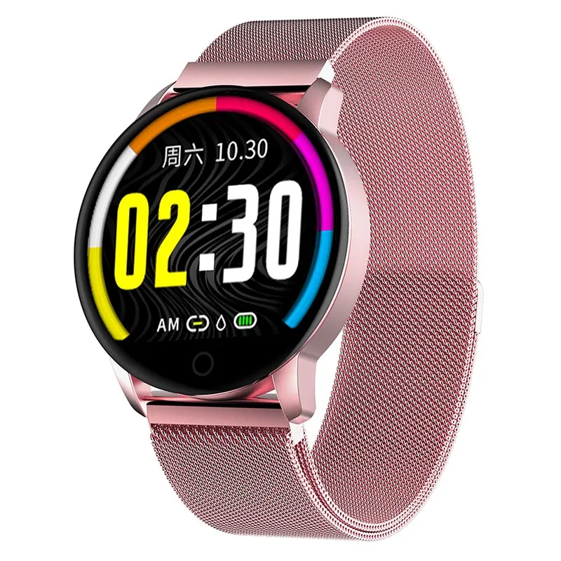 Rose Gold steel DIGOOR Q20 фитнес-браслет Смарт-часы водонепроницаемые с измерением давления шагомер часы с функцией измерения пульса для мужчин и женщин - Цвет: Rose Gold steel