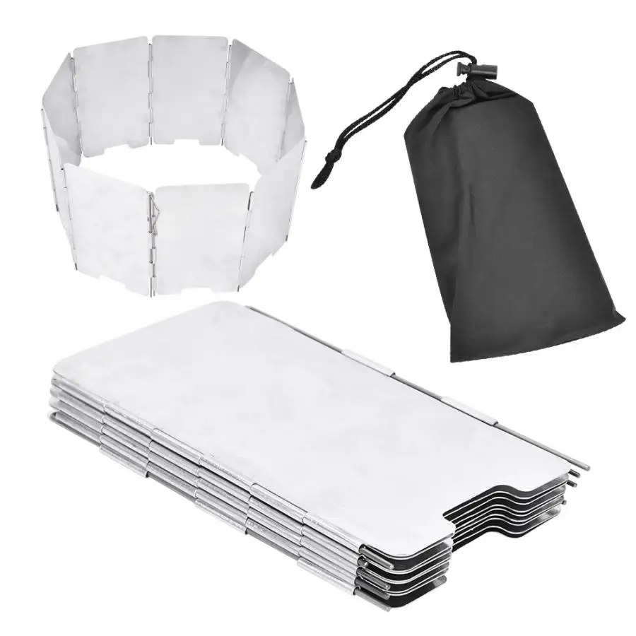 9 Plates Foldable Stove Windshield Strong Wind Shield Deflector Outdoor
