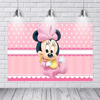 

Photography Backdrops Pink Baby Minnie Mouse White Polka Dot Cute Happy Custom Photo Studio Background Backdrop Vinyl