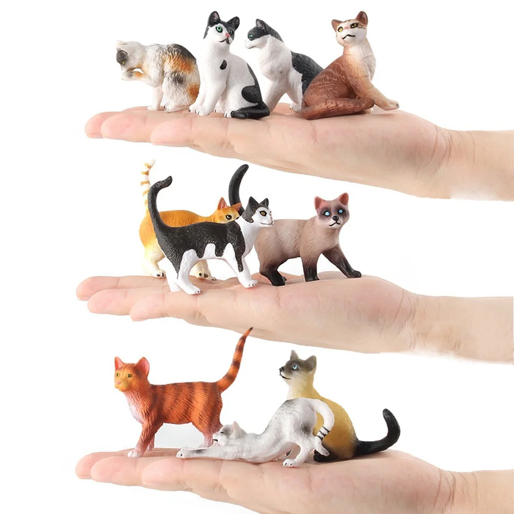 Mini Simulation Cat Animal Model Small Plastic Figures Home Decor Micro Landscape Figurine Decoration Gift for Kids Toy Statue