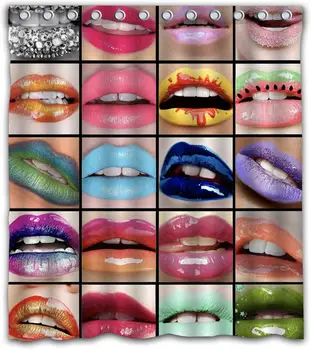 

Colorful and Luscious Women Lips Design Waterproof Shower Curtain