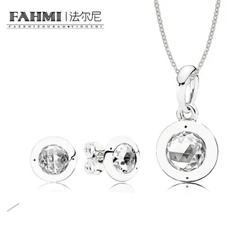 

2020 Book Di 100% 925 Sterling Silver Radiant Gift Set fit charm original Necklace woman jewelry Two pieces of set