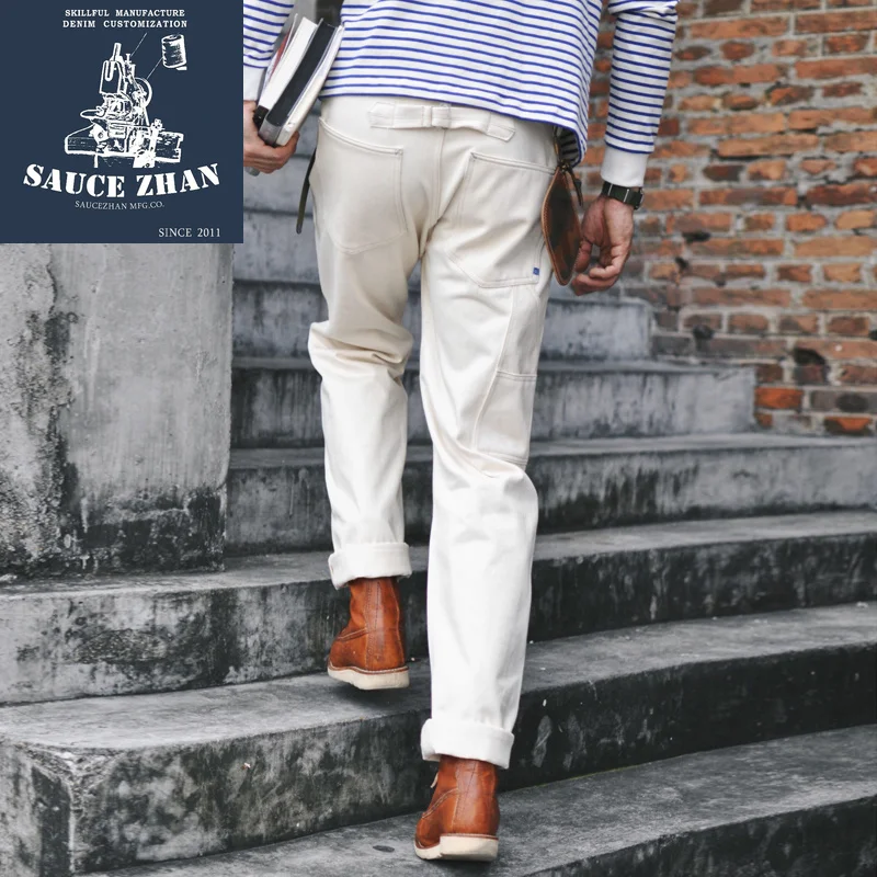 SauceZhan Sz6601-w White Denim Jeans Men's Jeans Selvedge Jeans Jeans Raw Denim Jeans Men Mens Jeans Brand White jeans SauceZhan Sz6601-w White Denim Jeans Men's Jeans Selvedge Jeans Jeans Raw Denim Jeans Men Mens Jeans Brand White jeans