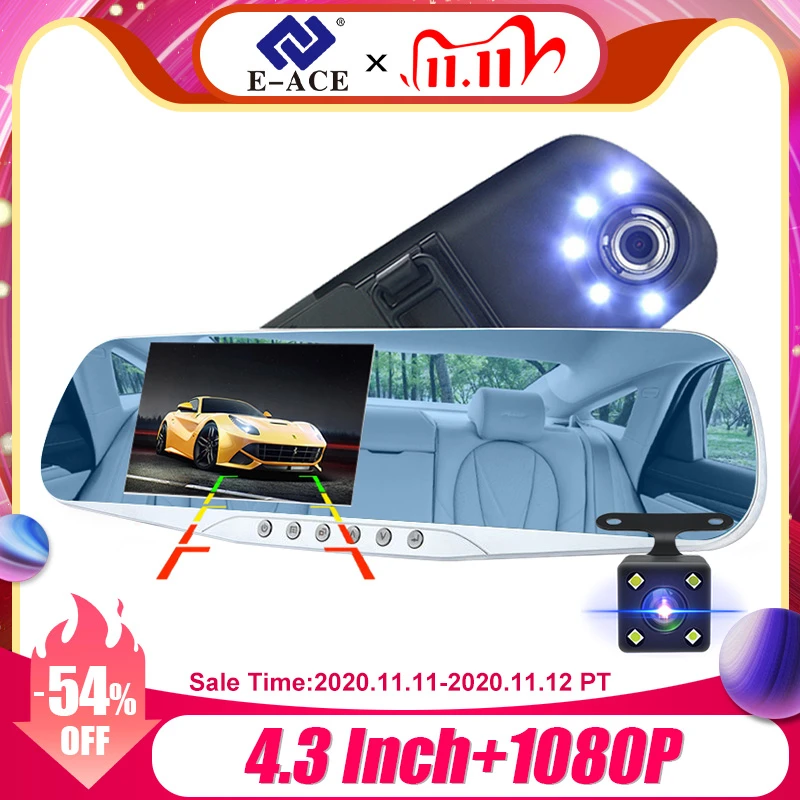 Зеркало заднего вида с двумя объективами 5 светодиодов Full HD 1080P|mirror dvr dual lens|dual lensdvr