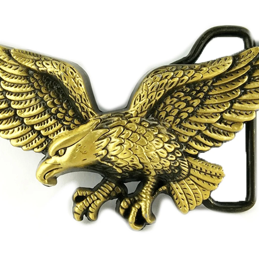 Carved 3D Flying Eagle Pattern Alloy Belt Buckle for Men Cowboy Jean -Bronze
