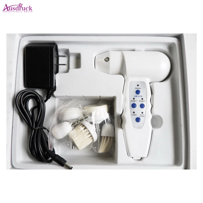 Home Use Skin Beauty Care TRASONIC MASSAGER+5in1 Electric Face Cleanser Rotary Facial Brush Cleansing Face Cleaner Scruber Brush 6