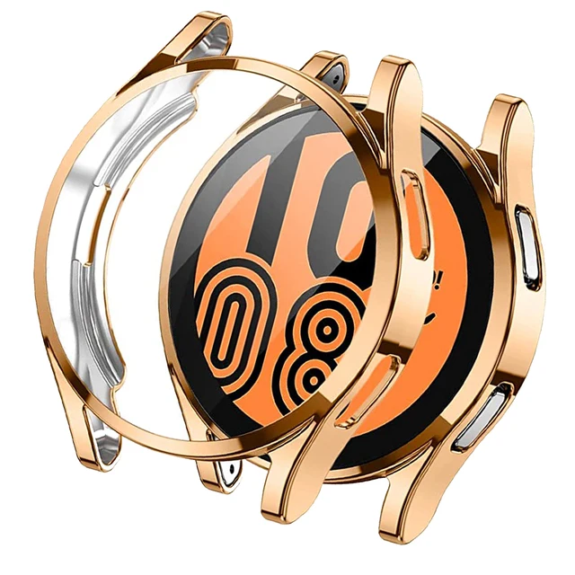 Case For Samsung Galaxy Watch 4 44MM 40MM, TPU All-Around Bumper Screen Protector Galaxy watch 4 cover Smart Watch Accessories Rose Gold