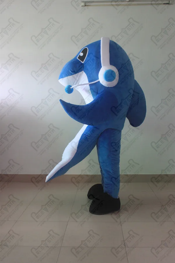 Музыкальный костюм дельфина, горячая Распродажа, костюмы Голубой Рыбы с большими наушниками