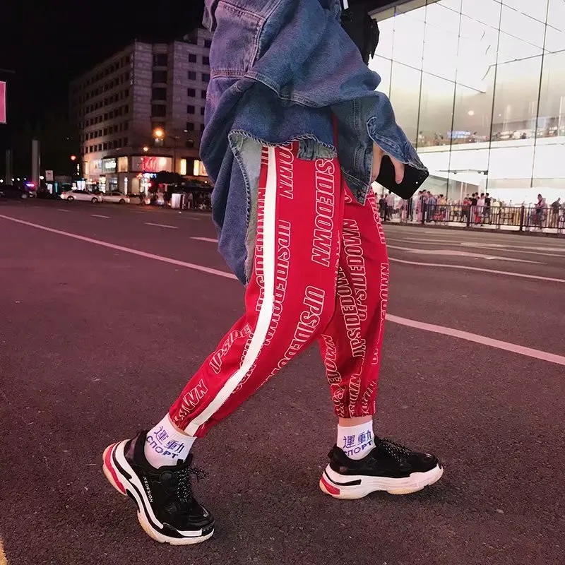 Новое поступление Harajuku японский стиль с буквенным принтом модные мужские брюки для бега хип хоп Осенние повседневные мужские шаровары