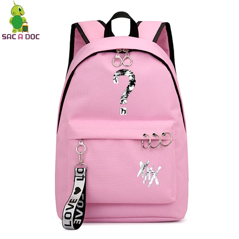Розовый XXXTentacion рюкзак для колледжа Школьные Сумки sac dos рюкзак для ноутбука вместительные рюкзаки дорожная сумка на плечо для девочки подростка - Цвет: Розовый
